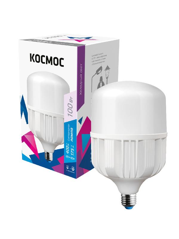 Рекомендуем купить Лампа светодиодная высокомощная HWLED 100Вт 9500К холод. бел. E27 220В (переходник с E27 на E40 в компл.) КОСМОС LksmHWLED100WE2765