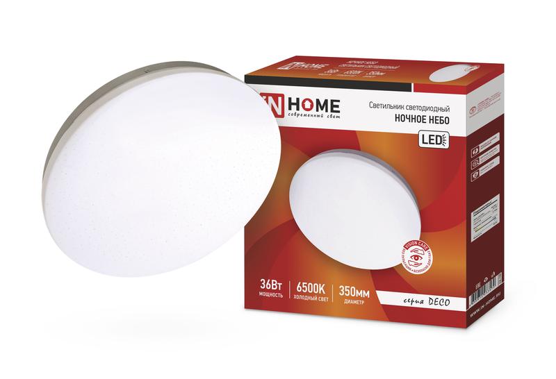Рекомендуем купить Светильник светодиодный DECO 36Вт 230В 6500К 2340лм 350х55мм НОЧНОЕ НЕБО IN HOME 4690612033570