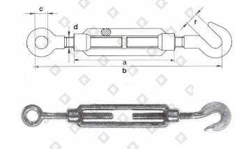 Талреп DIN 1480 М30 крюк-кольцо, оц. сталь - №2
