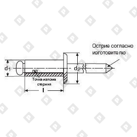 Заклепка вытяжная открытая 6.4x15 со стандартным бортом, алюминий / сталь - №2