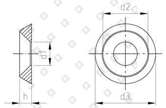 Шайба NF E 27-619 Ø8 полнотелая, со скосом 90 градусов, нерж. сталь AISI 303 - №4