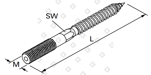 Шуруп-шпилька сантехническая fischer STST 8x60 мм со шлицем Torx, оц. сталь - №2