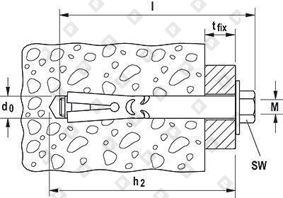 Втулочный анкерный болт fischer FSA 10/10 S M8 10x65/10 мм, оц. сталь - №4