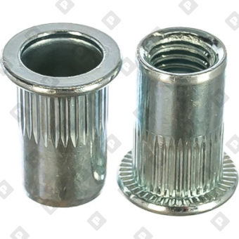 Заклепка М8x16 с внутренней резьбой, насечками и цилиндрическим бортом, оц. сталь - №1
