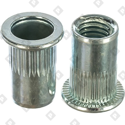 Заклепка М12x23 с внутренней резьбой, насечками и цилиндрическим бортом, оц. сталь - №1