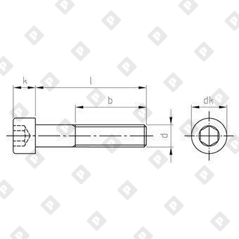 Винт DIN 912 М16x170 с неполной резьбой и цилиндрической головкой с внутренним шестигранником, нерж. сталь A2 - №4