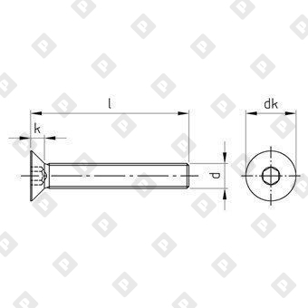 Винт ISO 10642 (DIN 7991) M12x200 с потайной головкой и внутренним шестигранником, нерж. сталь А2 - №3