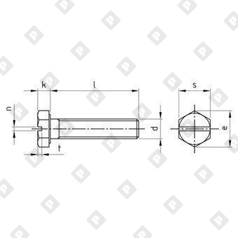 Болт DIN 933 SZ M3x8 с шестигранной головкой, прямым шлицем и полной резьбой, нерж. сталь A2 - №3