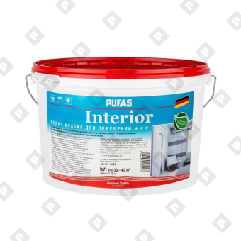 Краска в/д интерьерная Pufas Interior oснова А белая, мороз (5 л) - №1